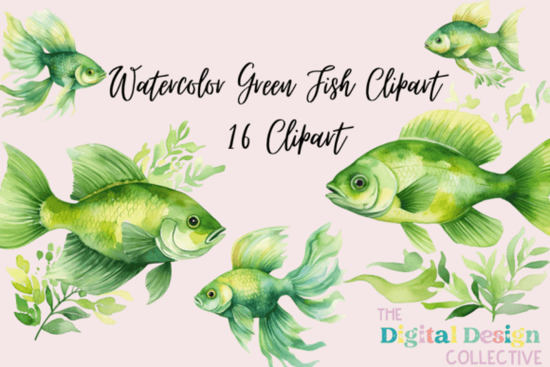 Green Fish Clipart Bundle - CraftNest - Digital Crafting and Art
