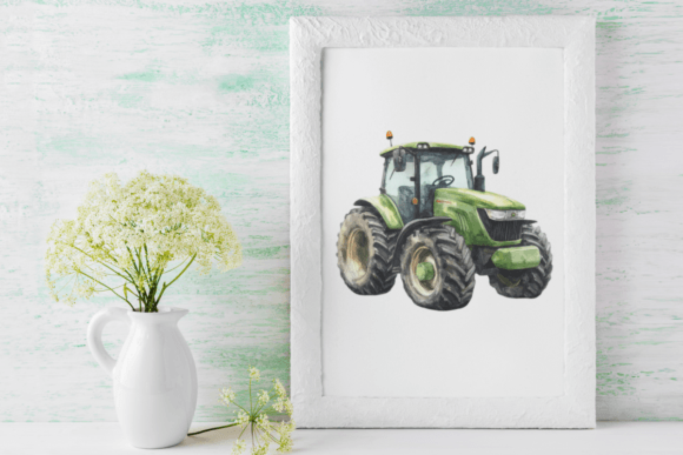 Green Tractor Clipart Bundle