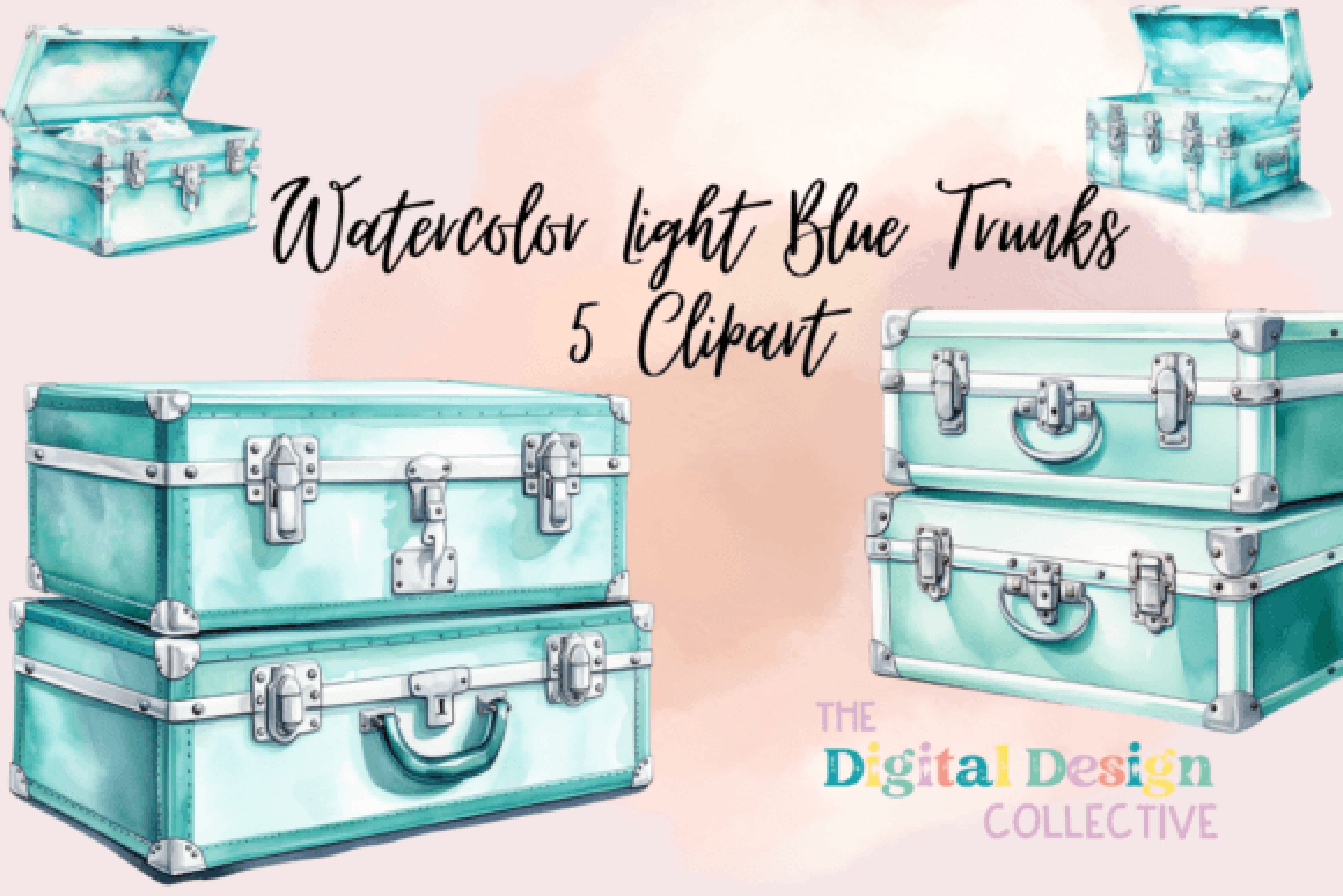 Light Blue Trunks Clipart Bundle