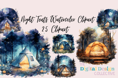 Vibrant Neon Night Tents Clipart Bundle - CraftNest - Digital Crafting and Art