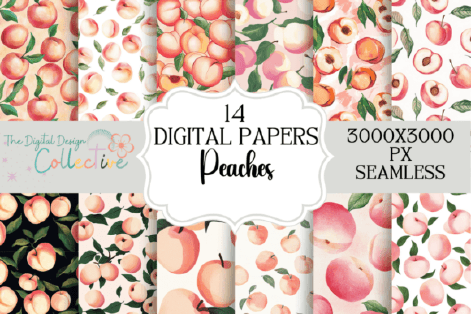 Peach-Themed Seamless Digital Paper - CraftNest - Digital Crafting and Art