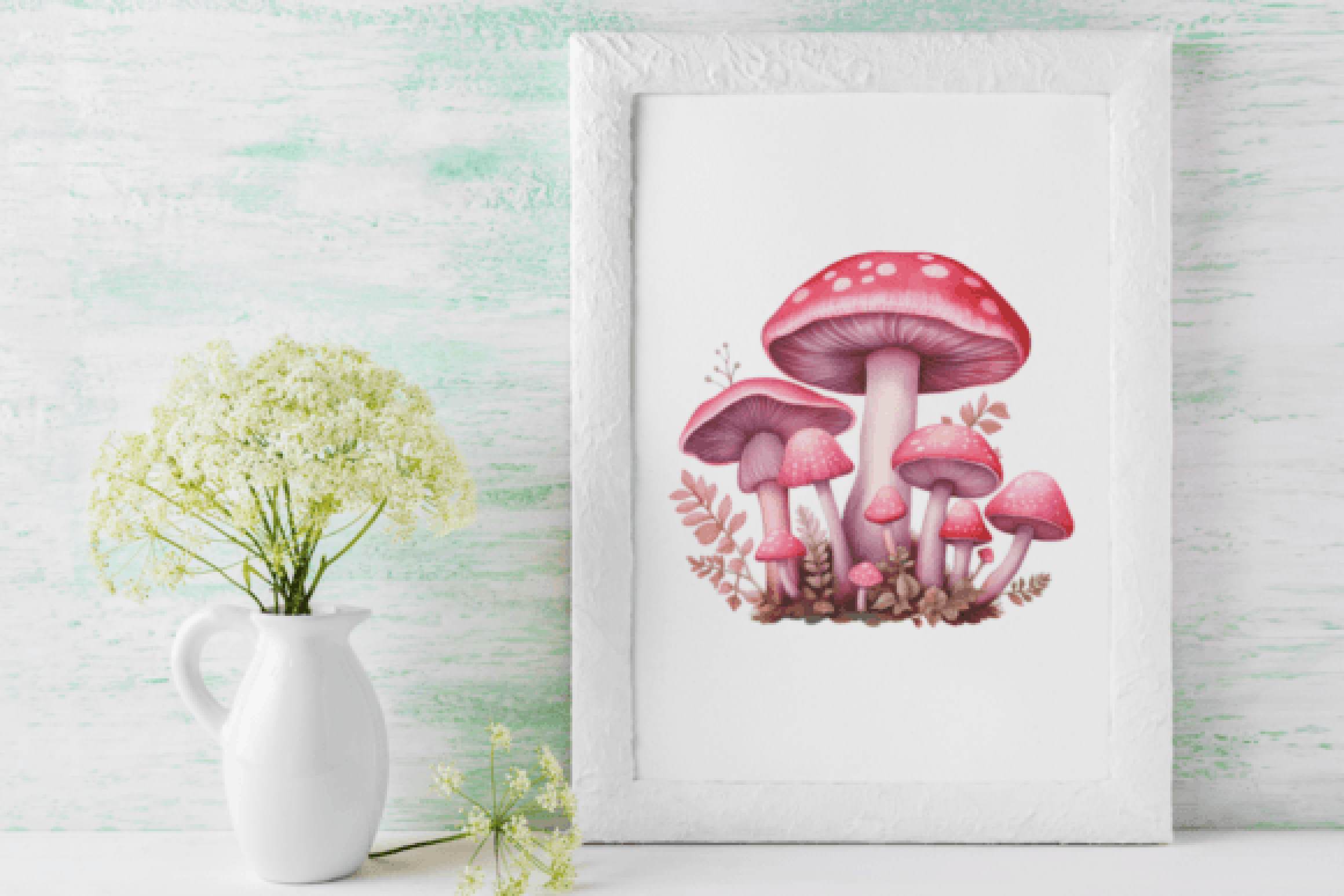 Pink Mushroom Clipart Bundle
