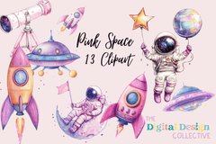 Pink Space Clipart Bundle - CraftNest - Digital Crafting and Art