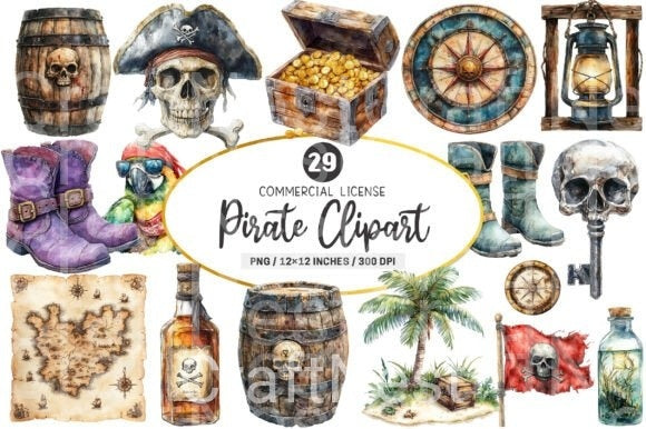 Pirate Clipart Bundle 2 - CraftNest - Digital Crafting and Art
