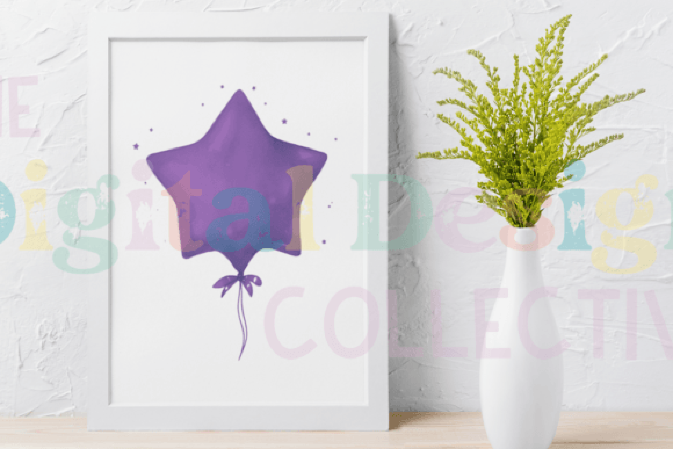 Purple Birthday Balloons Celebration Clipart Bundle