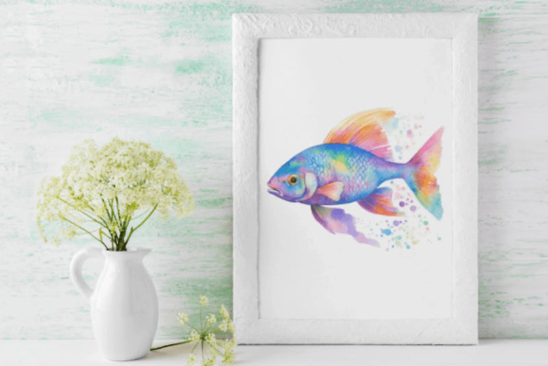 Vibrant Rainbow Fish Illustration Clipart Bundle - CraftNest - Digital Crafting and Art