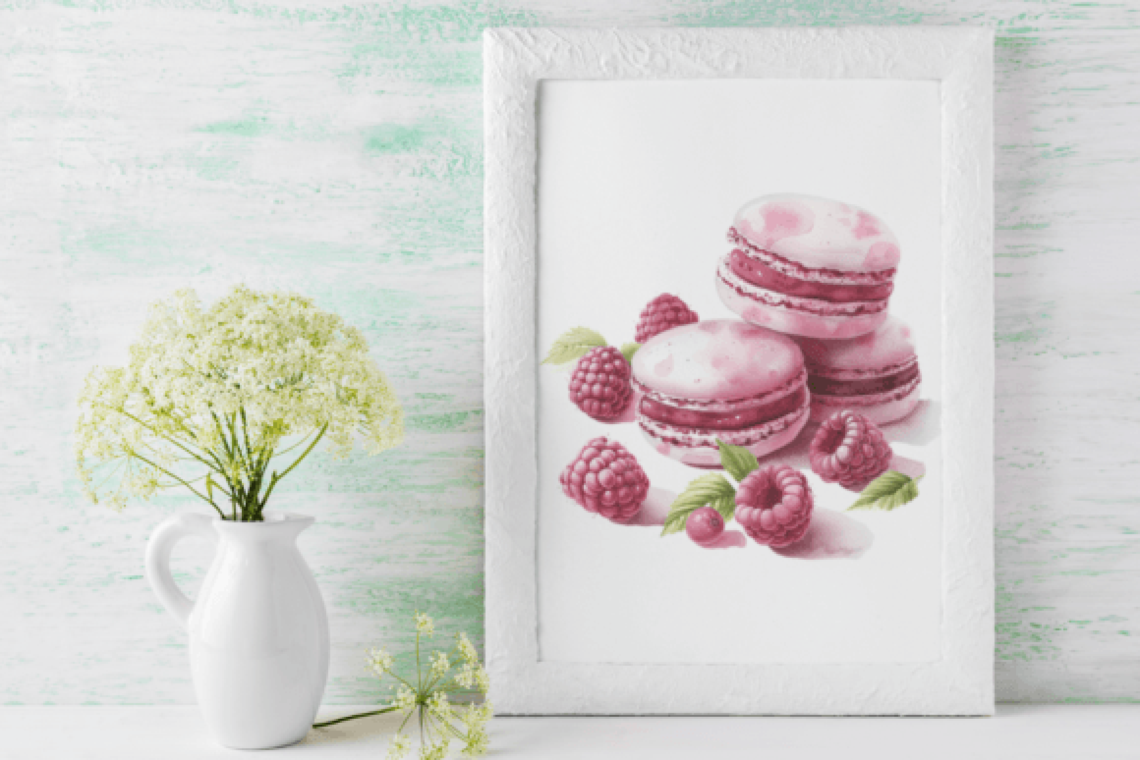 Raspberry Macaron Clipart Bundle
