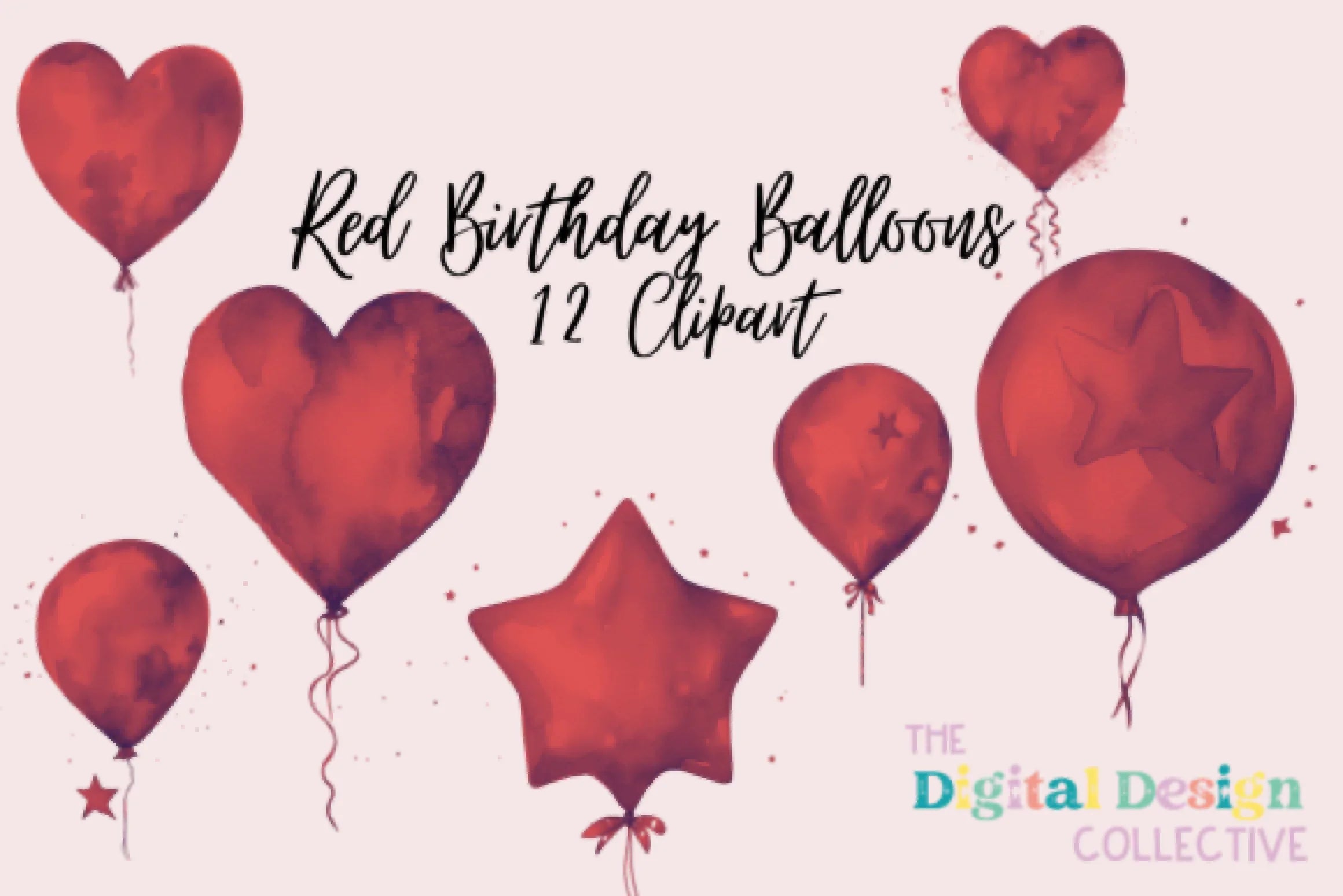 Red Birthday Balloons Clipart Bundle - CraftNest - Digital Crafting and Art