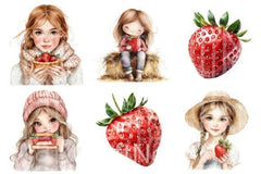 Rustic Strawberry Clipart Bundle - CraftNest - Digital Crafting and Art