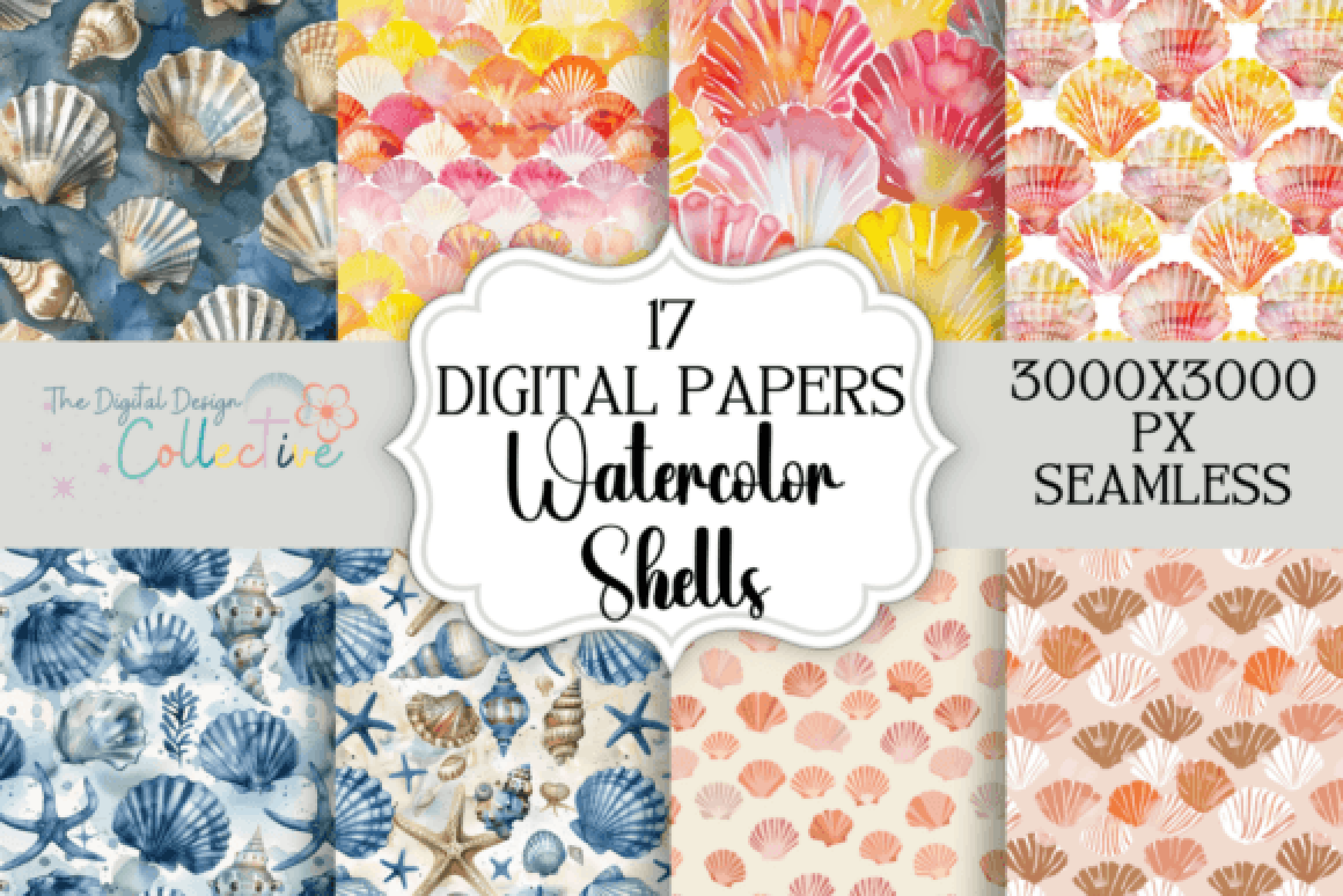 Seamless Seashell Patterns Collection