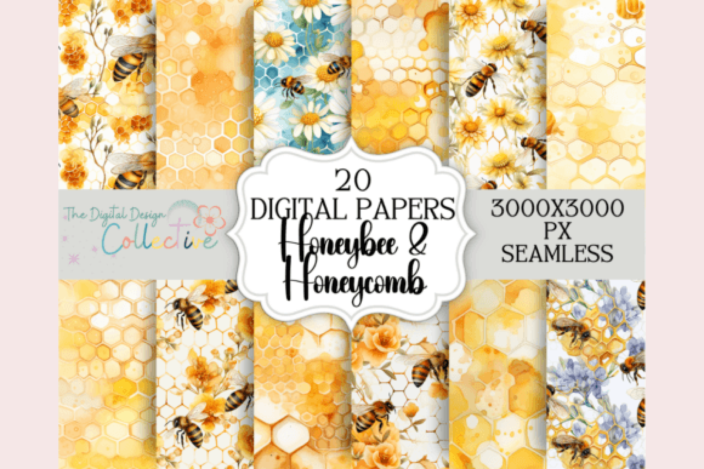 Seamless Honeybee Design Bundle