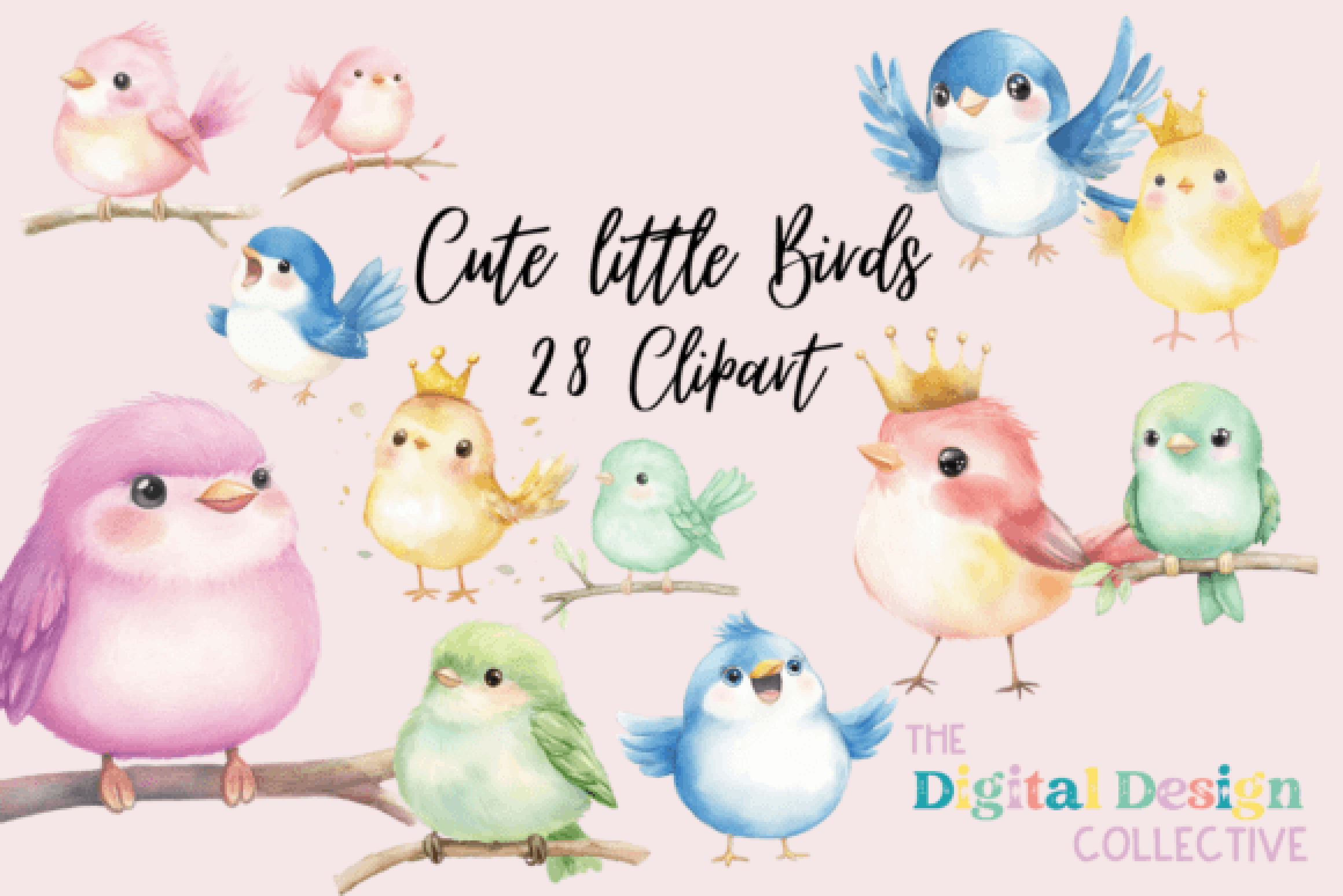 Spring Little Birds Clipart Bundle