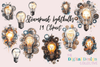 Steampunk Light Bulbs Design Collection Clipart Bundle