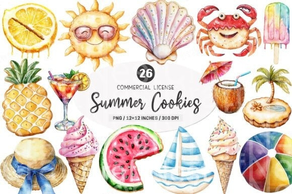 Summer Cookies Clipart Bundle 4 - CraftNest - Digital Crafting and Art