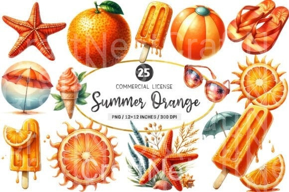 Summer Orange Clipart Bundle - CraftNest - Digital Crafting and Art