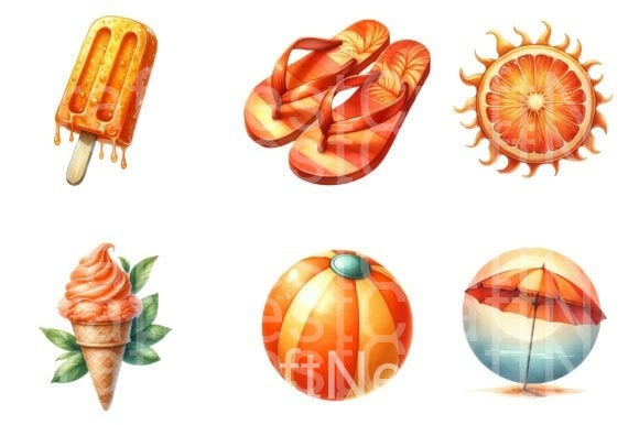 Summer Orange Clipart Bundle - CraftNest - Digital Crafting and Art