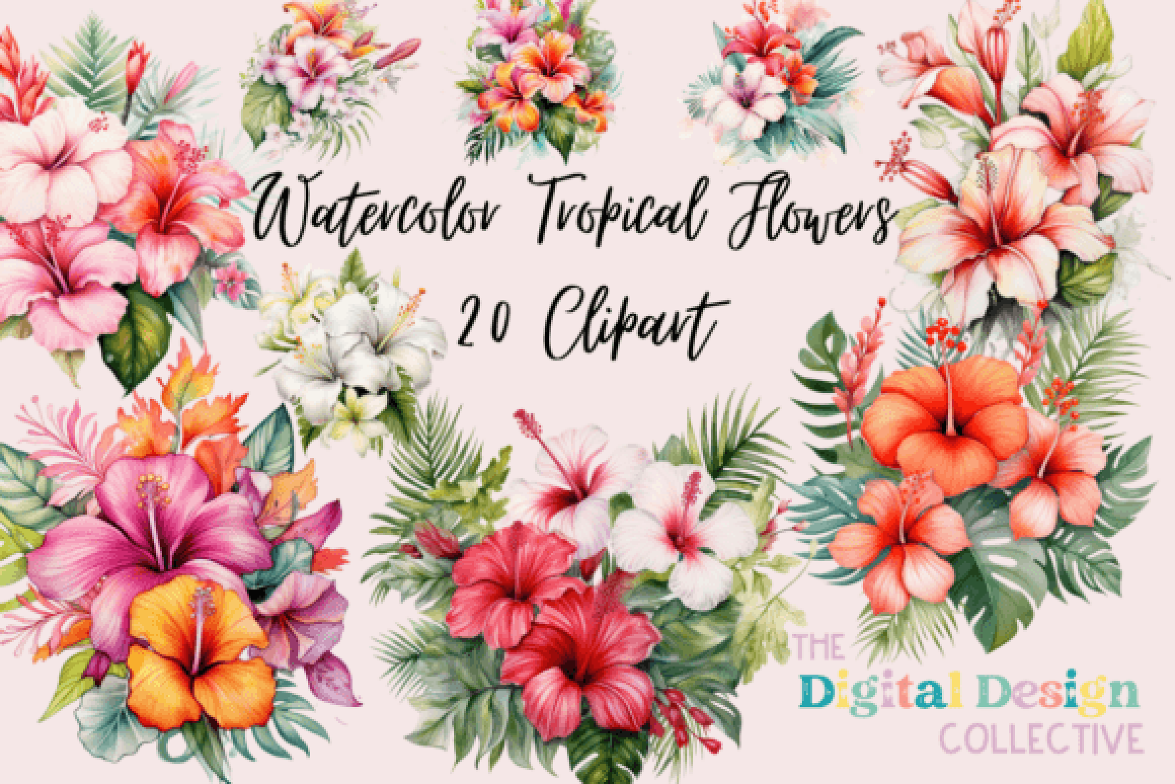 Tropical Flowers Clipart Set