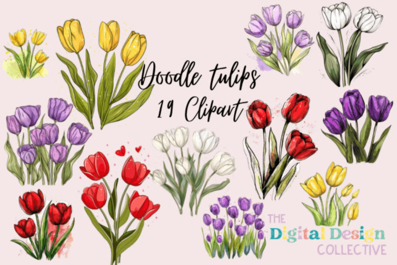 Stunning Tulip Flower Clipart Bundle - CraftNest - Digital Crafting and Art