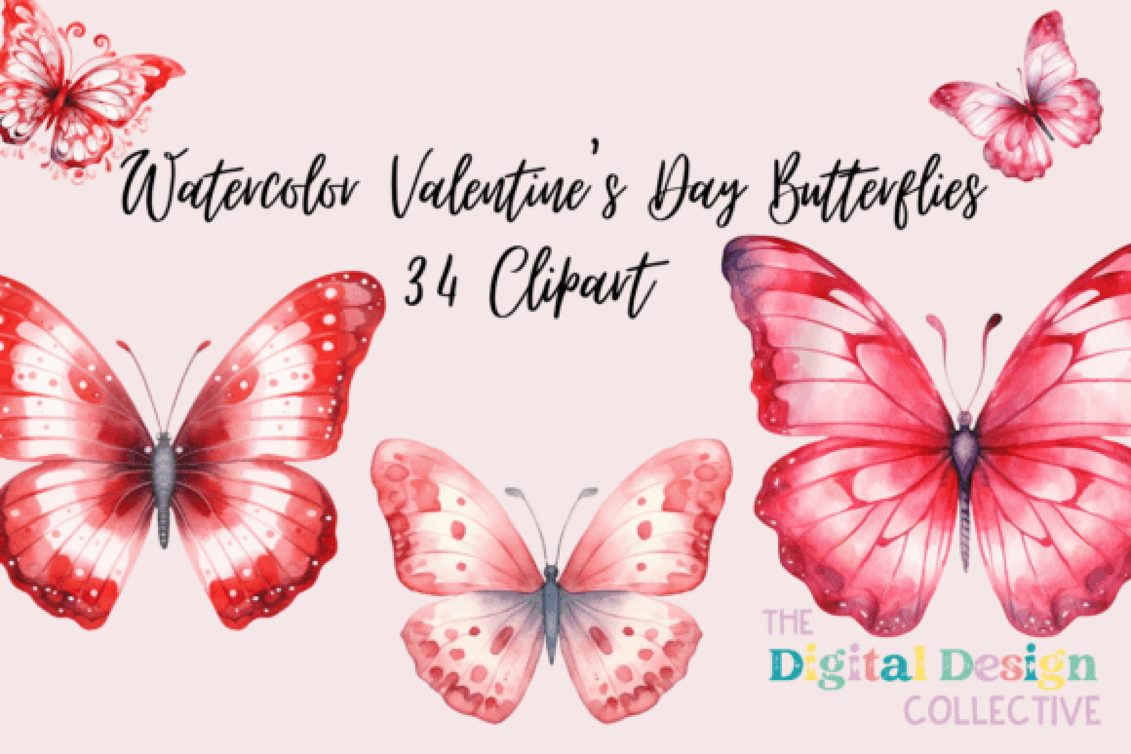 Valentine's Day Butterfly Clipart Bundle