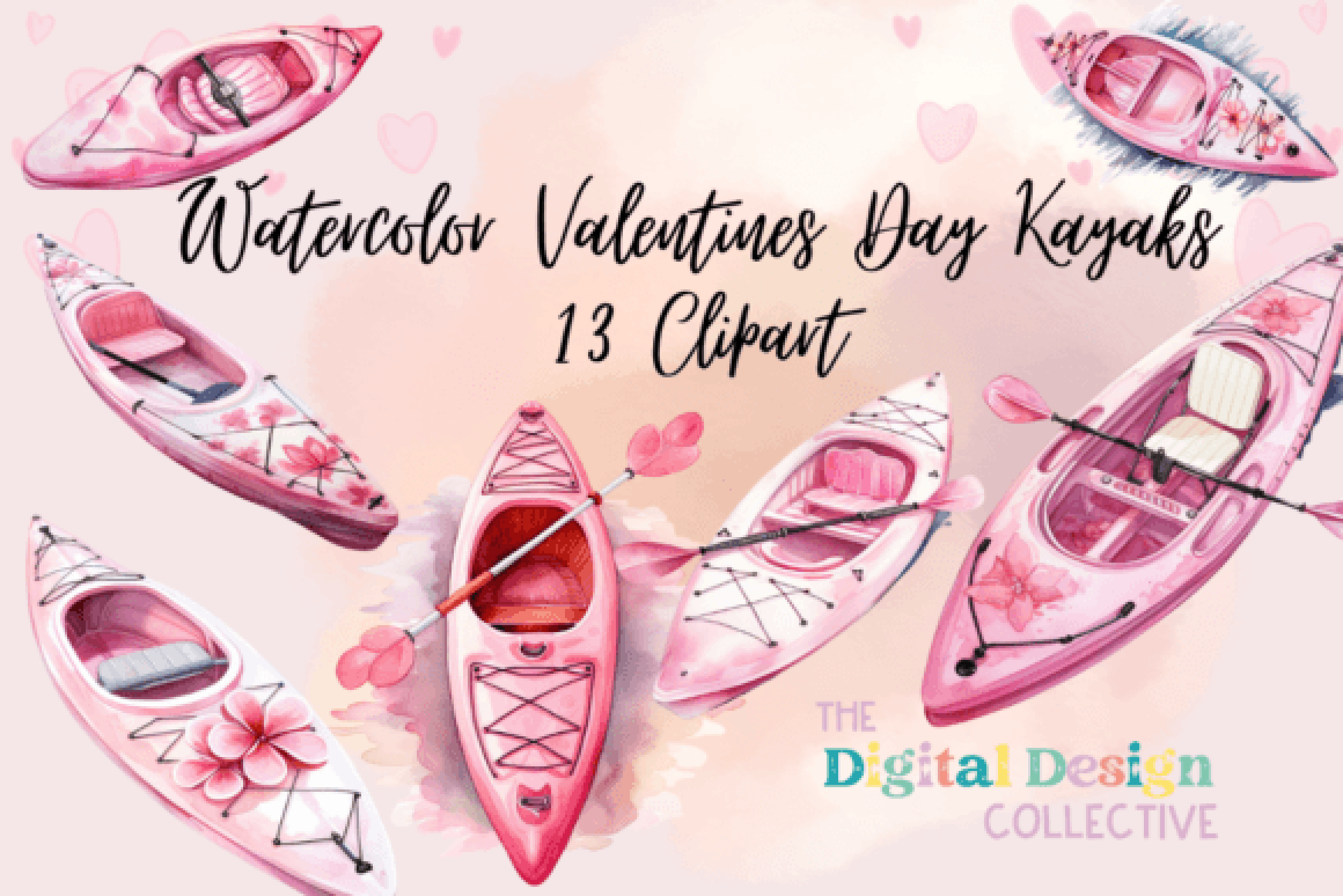 Valentine's Day Kayak Clipart Bundle