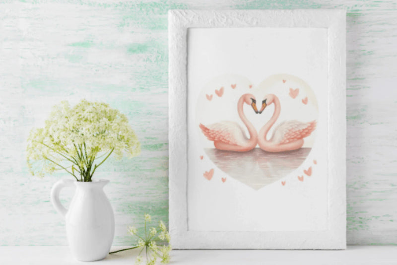 Romantic Vintage Valentine's Day Swans Clipart Bundle - CraftNest - Digital Crafting and Art