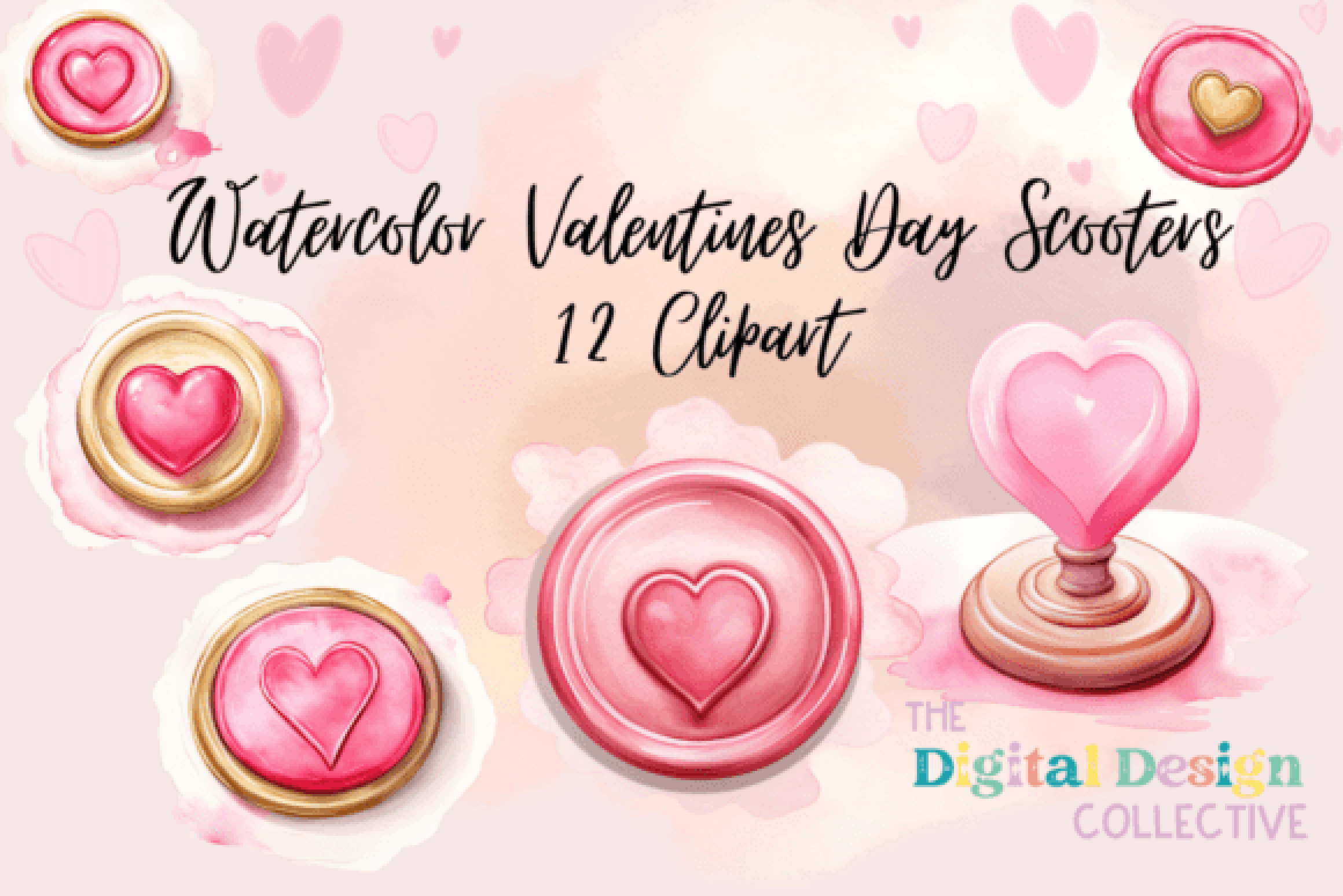 Elegant Valentine's Day Wax Seals Clipart Bundle