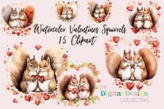 Charming Valentine's Squirrels Clipart Bundle - CraftNest - Digital Crafting and Art