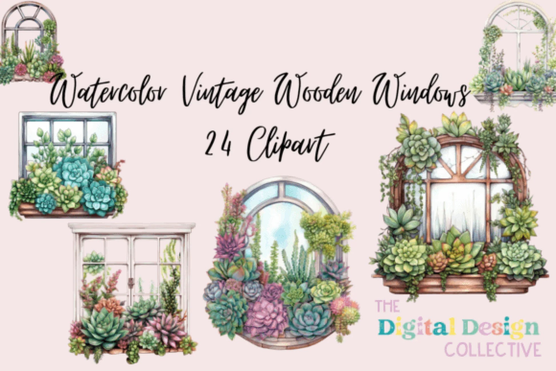 Vintage Floral Wooden Windows Clipart Bundle - CraftNest - Digital Crafting and Art