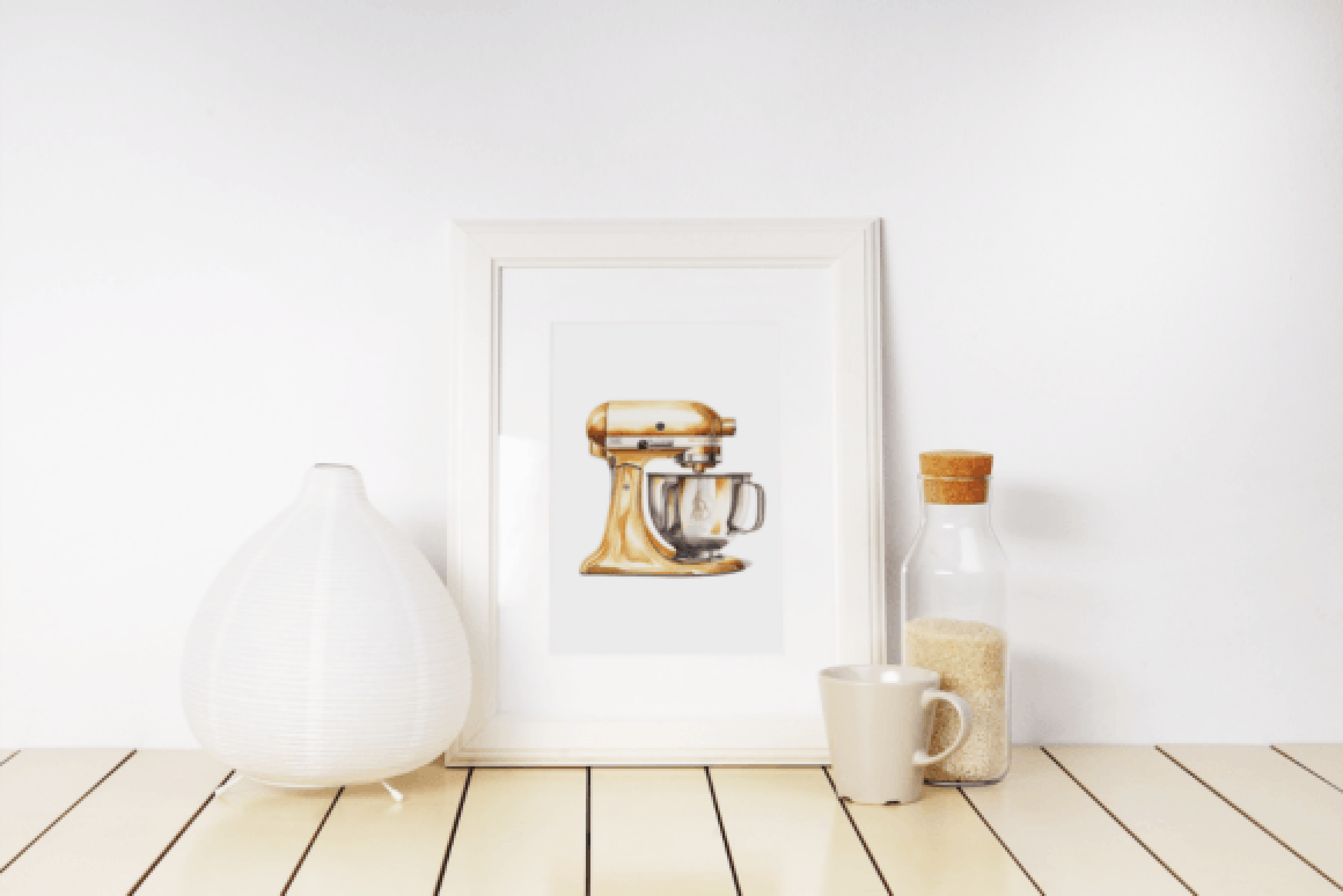 Elegant White Gold Kitchen Clipart Bundle