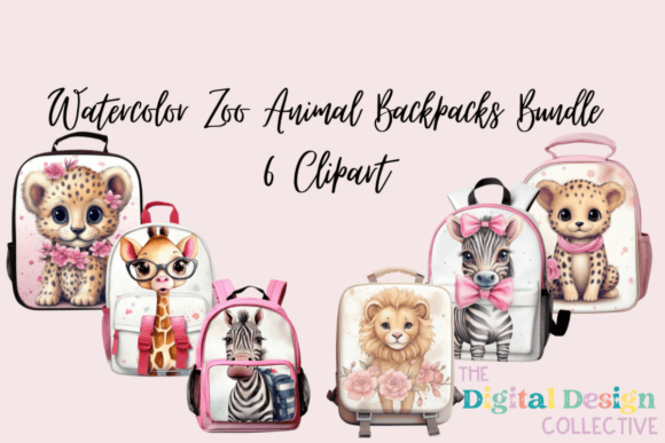 Zoo Animal Backpack Clipart Bundle