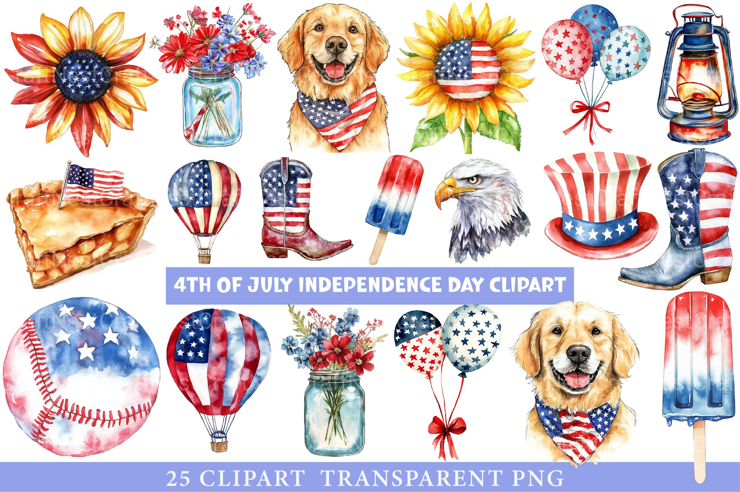 4th of July Independence USA Clipart Bundle - CraftNest - Digital Crafting and Art