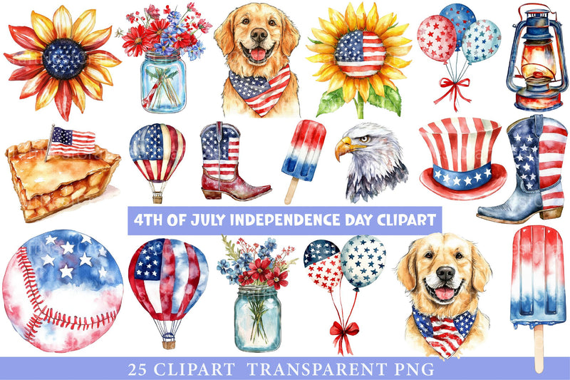 4th of July Independence USA Clipart Bundle - CraftNest - Digital Crafting and Art
