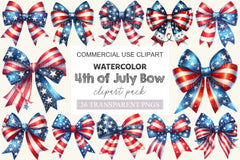 4th Of July Bow Clipart Bundle 3 - CraftNest - Digital Crafting and Art