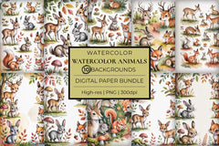 Watercolor Animals Junk Journal Papers - CraftNest - Digital Crafting and Art