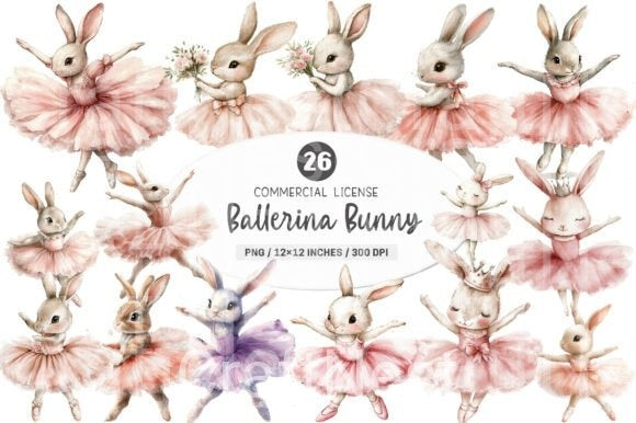 Ballerina Bunny Clipart Bundle 2 - CraftNest - Digital Crafting and Art
