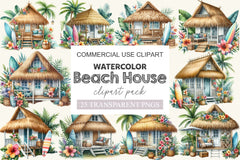 Beach House Clipart Bundle - CraftNest - Digital Crafting and Art