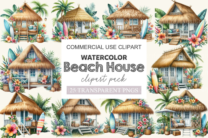 Beach House Clipart Bundle - CraftNest - Digital Crafting and Art