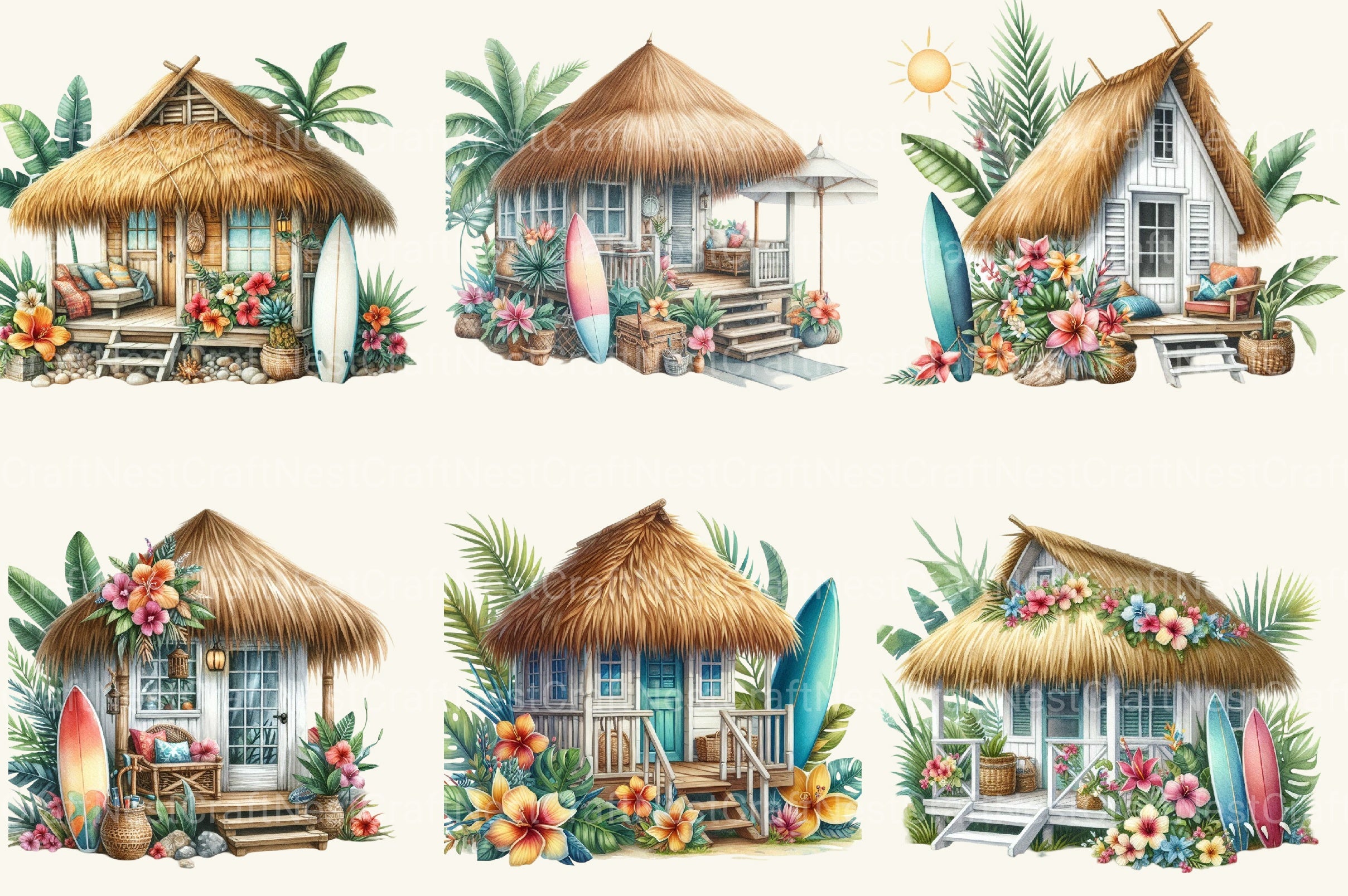 Beach House Clipart Bundle - CraftNest - Digital Crafting and Art