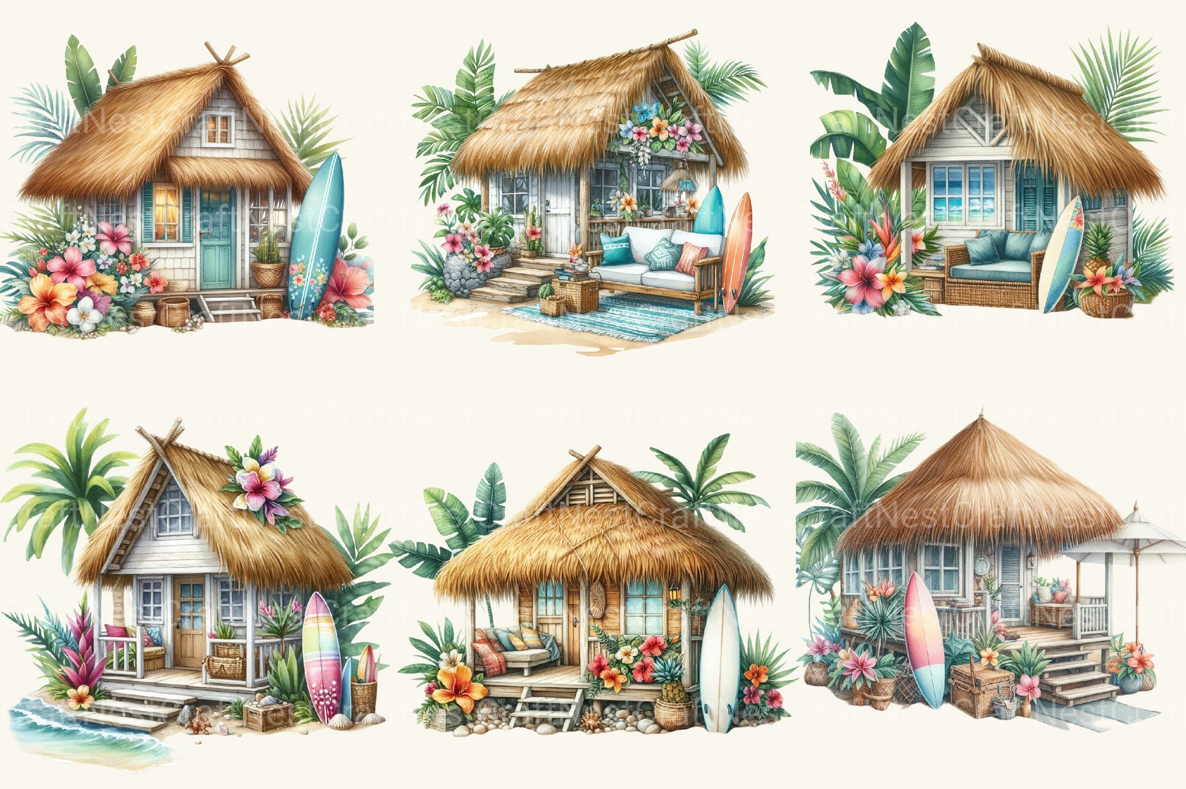 Beach House Clipart Bundle - CraftNest - Digital Crafting and Art