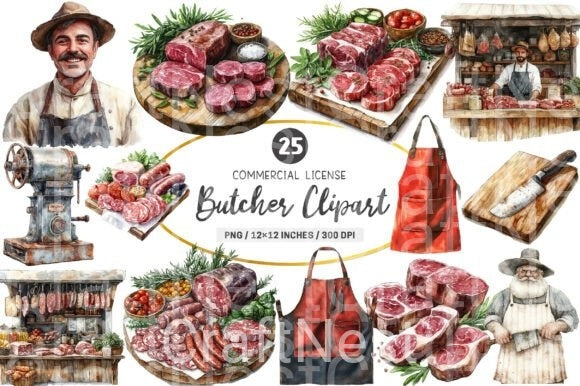 Butcher Clipart Bundle - CraftNest - Digital Crafting and Art