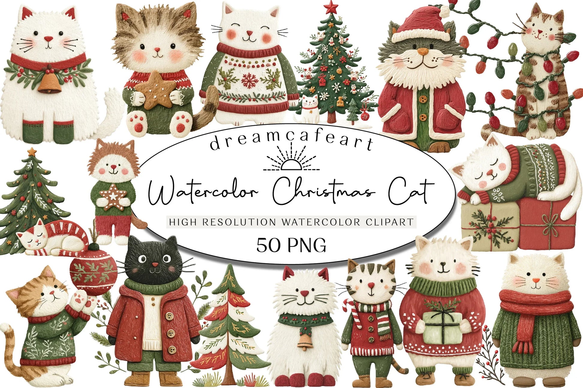 Christmas Cat Clipart Bundle - CraftNest - Digital Crafting and Art