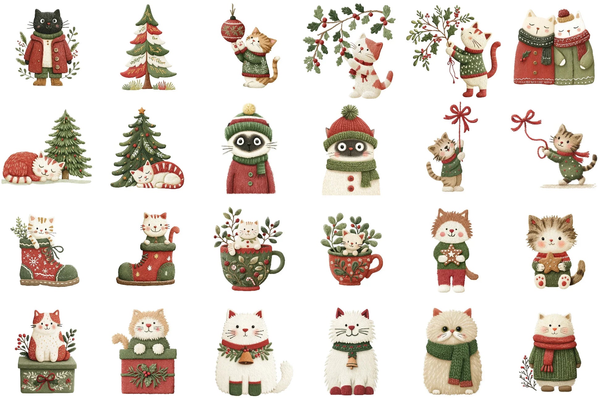 Christmas Cat Clipart Bundle - CraftNest - Digital Crafting and Art