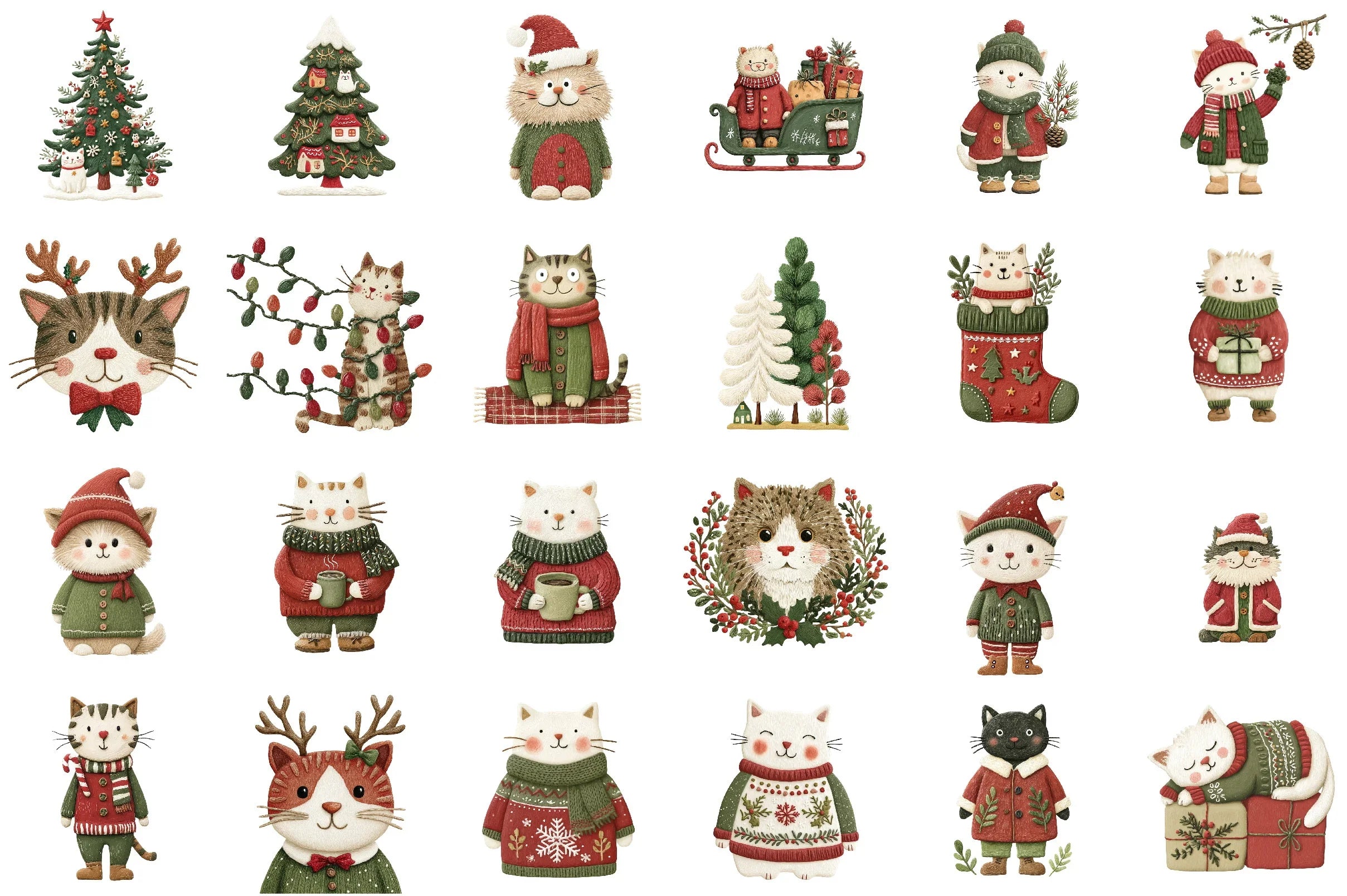 Christmas Cat Clipart Bundle - CraftNest - Digital Crafting and Art