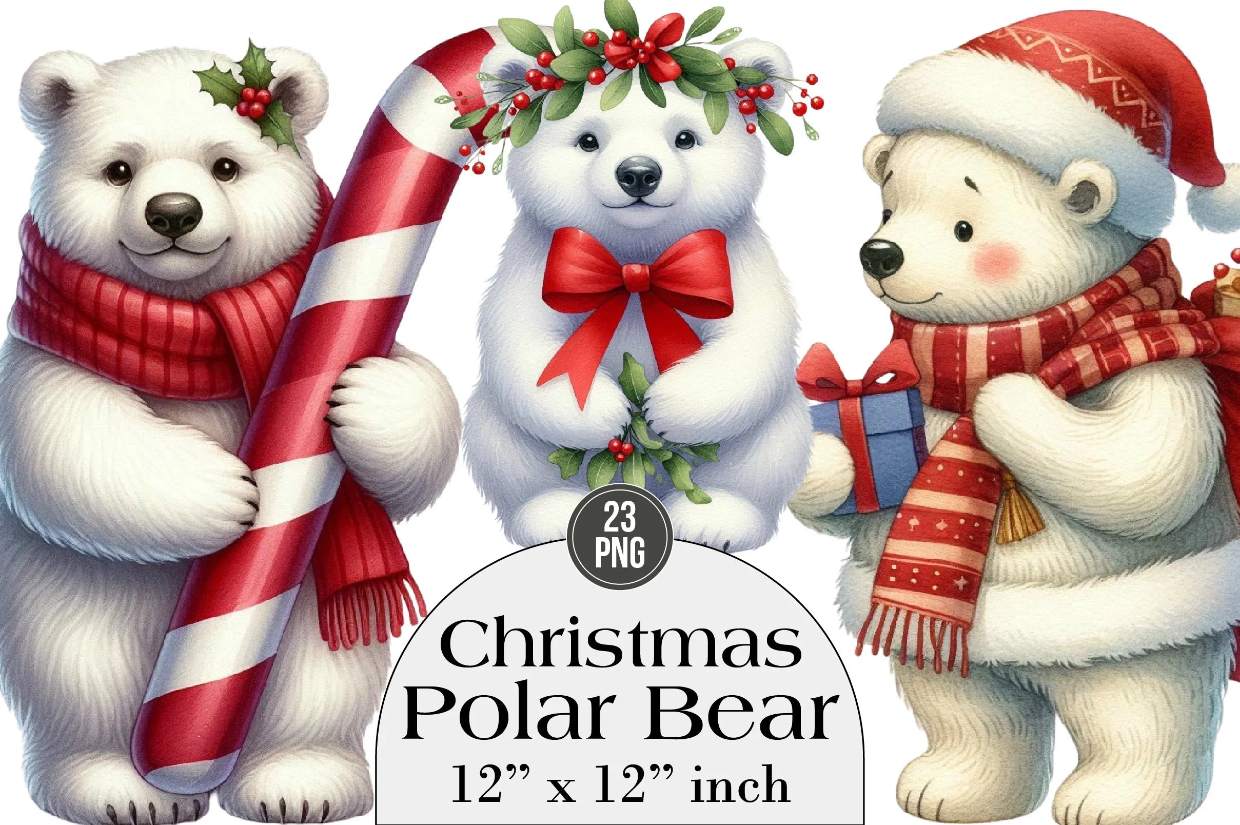Christmas Polar Bear Clipart Bundle - CraftNest - Digital Crafting and Art