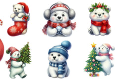 Christmas Polar Bear Clipart Bundle - CraftNest - Digital Crafting and Art