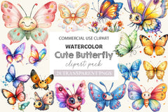 Cute Butterfly Clipart Bundle 3 - CraftNest - Digital Crafting and Art