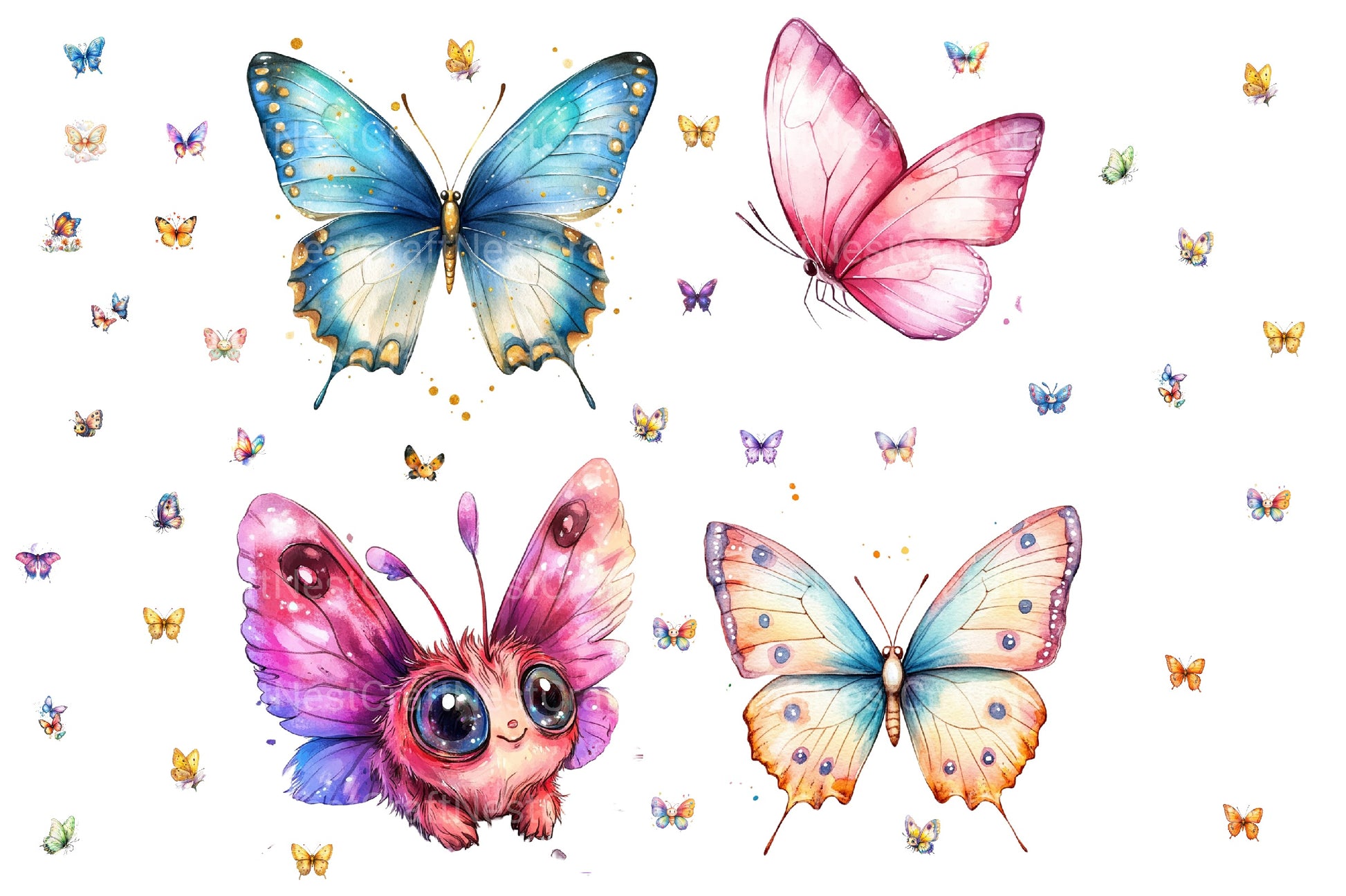 Cute Butterfly Clipart Bundle 3 - CraftNest - Digital Crafting and Art