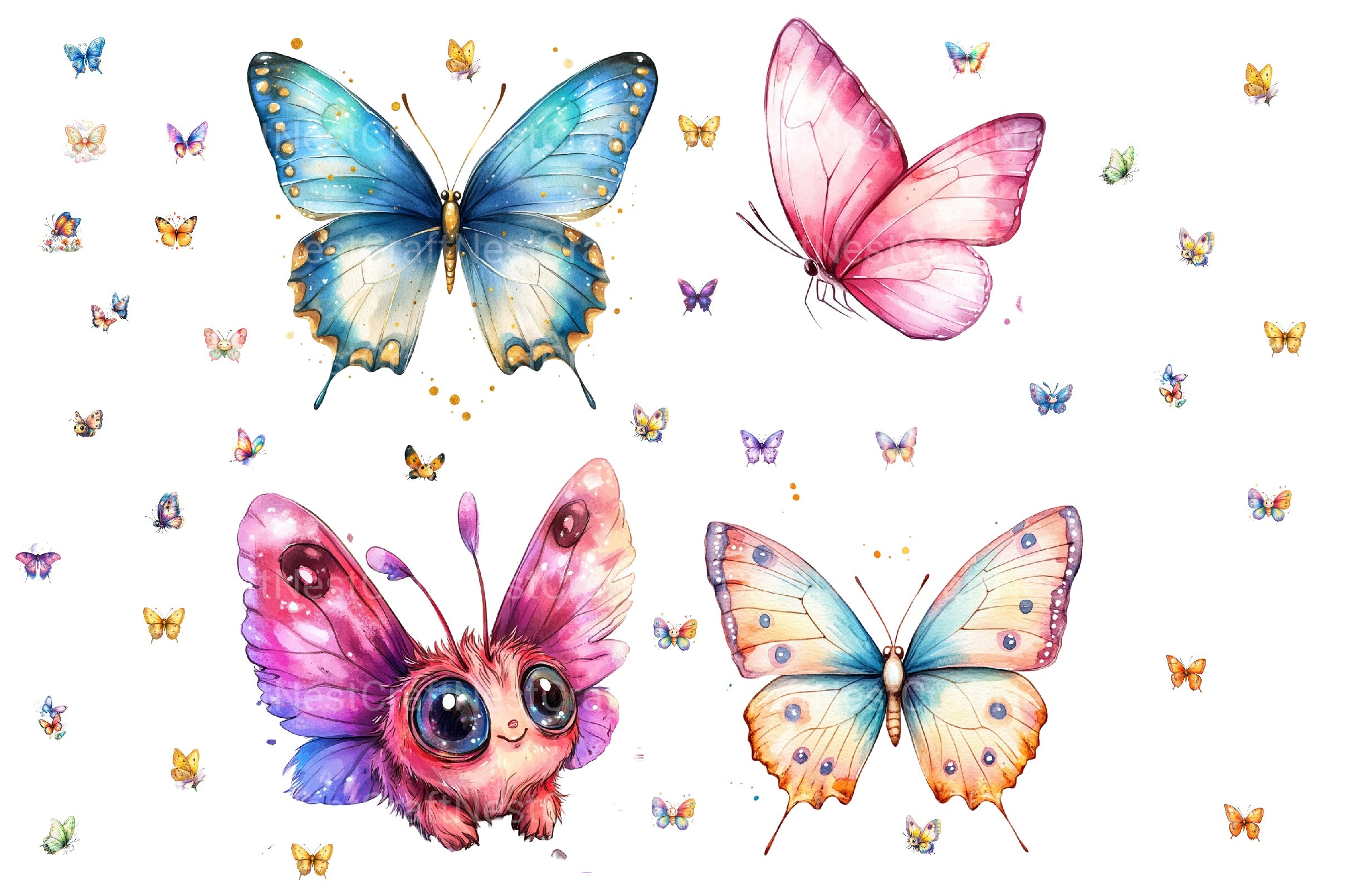 Cute Butterfly Clipart Bundle 3 - CraftNest - Digital Crafting and Art