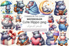 Cute Hippo Clipart Bundle