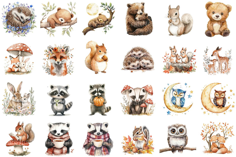 Cute Woodland Animals Clipart Bundle - CraftNest - Digital Crafting and Art